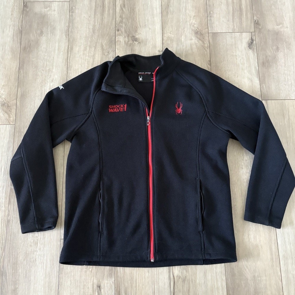 Spyder Jacket Men's XL Black Full Zip Mock Neck Long Sleeve Sweater‎